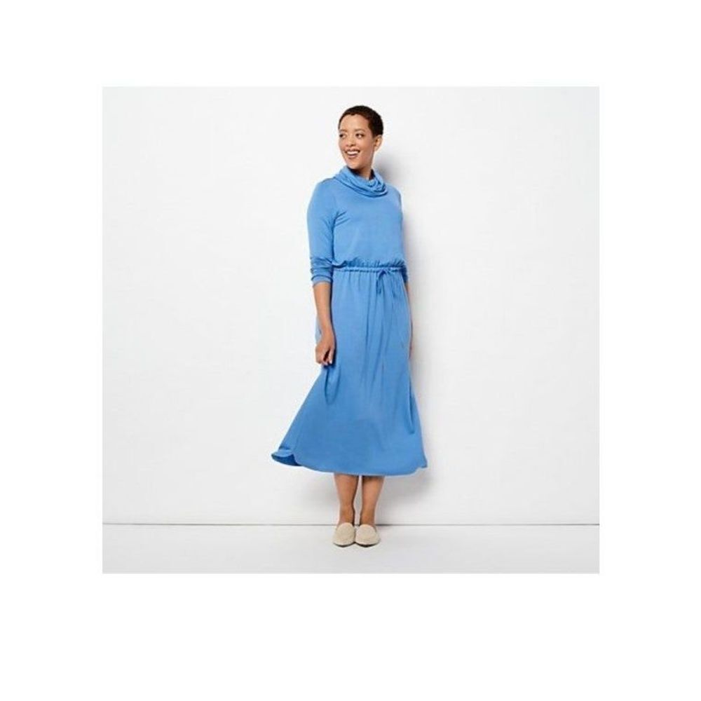 Susan Graver Weekend Regular Jersey Knit Maxi Dress Blue size M